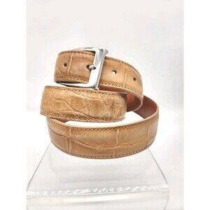 Trafalgar Sz 38 Dress Belt Tan Alexander Genuine Matte Crocodile Handmade Flaw